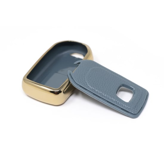 New-Aftermarket-Nano-High-Quality-Gold-Leather-Cover-For-Honda-Remote-Key-2-Buttons-Gray-Color-HD-A13J2---Emirates-Keys
