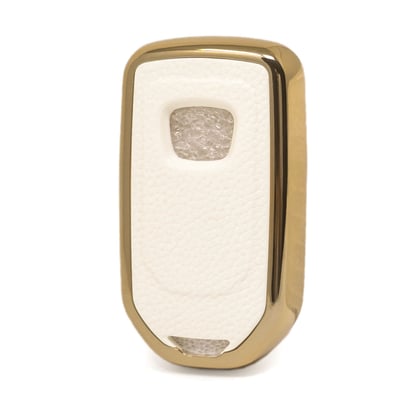 New-Aftermarket-Nano-High-Quality-Gold-Leather-Cover-For-Honda-Remote-Key-3-Buttons-White-Color-HD-A13J3A---Emirates-Keys