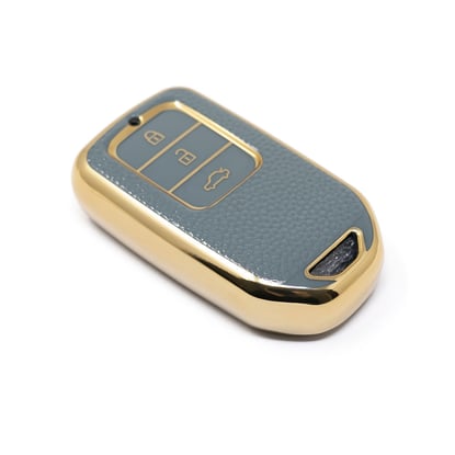 New-Aftermarket-Nano-High-Quality-Gold-Leather-Cover-For-Honda-Remote-Key-3-Buttons-Gray-Color-HD-A13J3A---Emirates-Keys