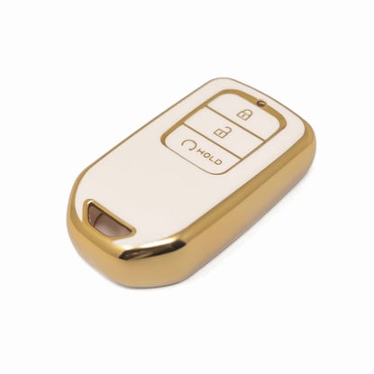New-Aftermarket-Nano-High-Quality-Gold-Leather-Cover-For-Honda-Remote-Key-3-Buttons-White-Color-HD-A13J3B---Emirates-Keys