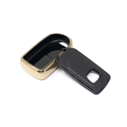 New-Aftermarket-Nano-High-Quality-Gold-Leather-Cover-For-Honda-Remote-Key-4-Buttons-Black-Color-HD-A13J4---Emirates-Keys