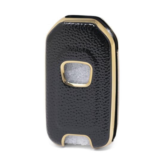 New-Aftermarket-Nano-High-Quality-Gold-Leather-Cover-For-Honda-Flip-Remote-Key-2-Buttons-Black-Color-HD-B13J2---Emirates-Keys