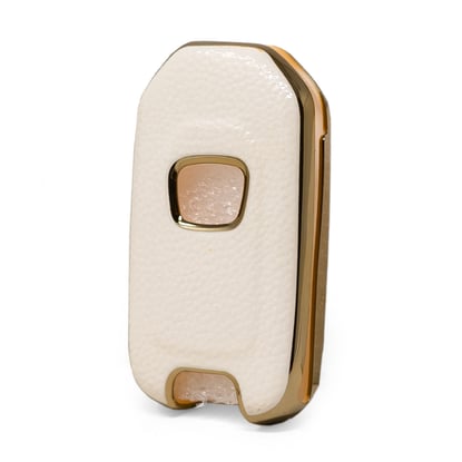 New-Aftermarket-Nano-High-Quality-Gold-Leather-Cover-For-Honda-Flip-Remote-Key-2-Buttons-White-Color-HD-B13J2---Emirates-Keys