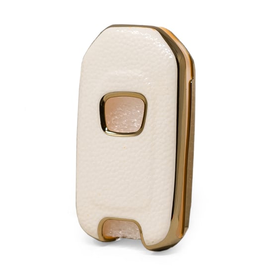 New-Aftermarket-Nano-High-Quality-Gold-Leather-Cover-For-Honda-Flip-Remote-Key-2-Buttons-White-Color-HD-B13J2---Emirates-Keys