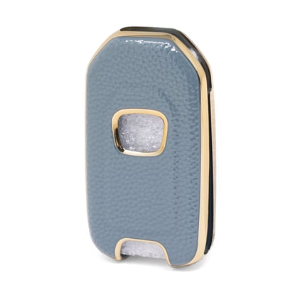 New-Aftermarket-Nano-High-Quality-Gold-Leather-Cover-For-Honda-Flip-Remote-Key-2-Buttons-Gray-Color-HD-B13J2---Emirates-Keys