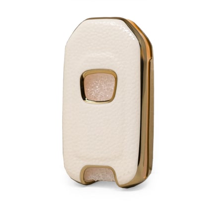 New-Aftermarket-Nano-High-Quality-Gold-Leather-Cover-For-Honda-Flip-Remote-Key-3-Buttons-White-Color-HD-B13J3---Emirates-Keys