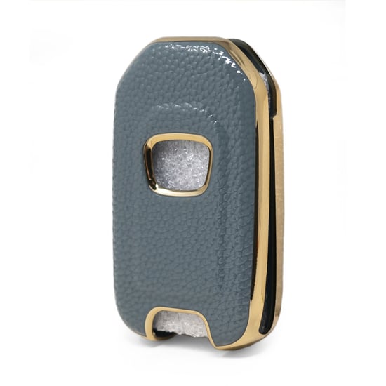 New-Aftermarket-Nano-High-Quality-Gold-Leather-Cover-For-Honda-Flip-Remote-Key-3-Buttons-Gray-Color-HD-B13J3---Emirates-Keys