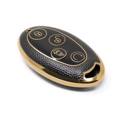 New-Aftermarket-Nano-High-Quality-Gold-Leather-Cover-For-BYD-Remote-Key-4-Buttons-Black-Color-BYD-B13J---Emirates-Keys