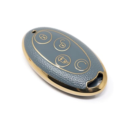 New-Aftermarket-Nano-High-Quality-Gold-Leather-Cover-For-BYD-Remote-Key-4-Buttons-Gray-Color-BYD-B13J---Emirates-Keys