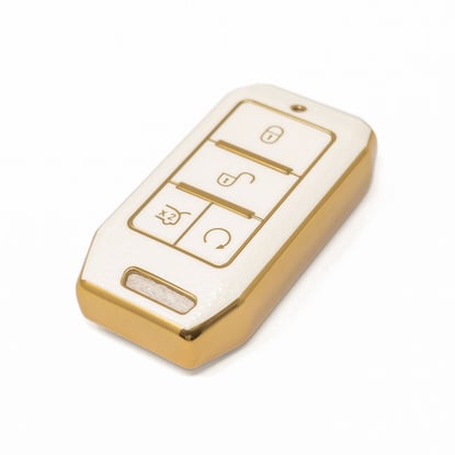 New-Aftermarket-Nano-High-Quality-Gold-Leather-Cover-For-BYD-Remote-Key-4-Buttons-White-Color-BYD-C13J---Emirates-Keys