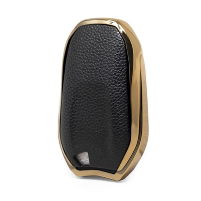 New-Aftermarket-Nano-High-Quality-Gold-Leather-Cover-For-Peugeot-Remote-Key-3-Buttons-Black-Color-PG-A13J---Emirates-Keys