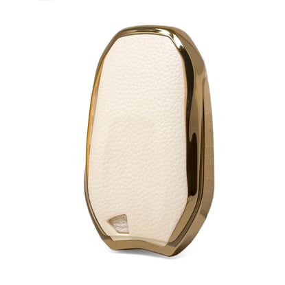 New-Aftermarket-Nano-High-Quality-Gold-Leather-Cover-For-Peugeot-Remote-Key-3-Buttons-White-Color-PG-A13J---Emirates-Keys