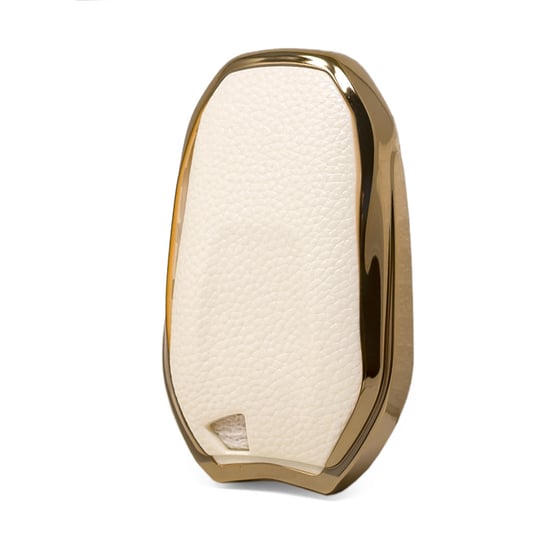 New-Aftermarket-Nano-High-Quality-Gold-Leather-Cover-For-Peugeot-Remote-Key-3-Buttons-White-Color-PG-A13J---Emirates-Keys