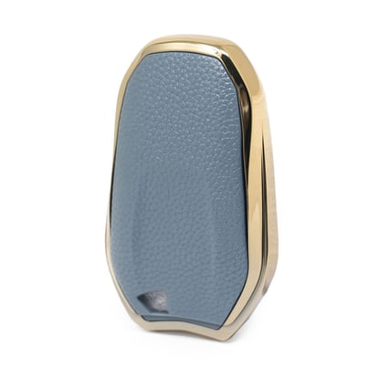 New-Aftermarket-Nano-High-Quality-Gold-Leather-Cover-For-Peugeot-Remote-Key-3-Buttons-Gray-Color-PG-A13J---Emirates-Keys