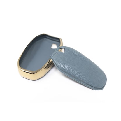 New-Aftermarket-Nano-High-Quality-Gold-Leather-Cover-For-Peugeot-Remote-Key-3-Buttons-Gray-Color-PG-A13J---Emirates-Keys