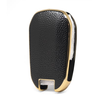 New-Aftermarket-Nano-High-Quality-Gold-Leather-Cover-For-Peugeot-Flip-Remote-Key-3-Buttons-Black-Color-PG-C13J----Emirates-Keys