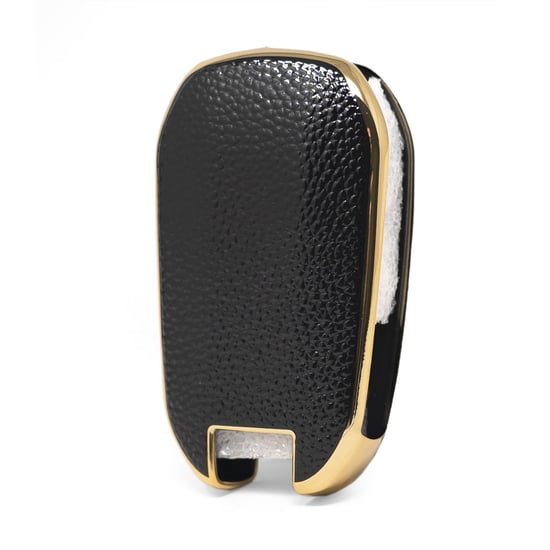 New-Aftermarket-Nano-High-Quality-Gold-Leather-Cover-For-Peugeot-Flip-Remote-Key-3-Buttons-Black-Color-PG-C13J----Emirates-Keys