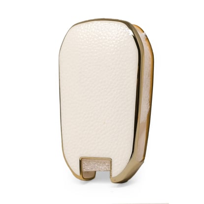 New-Aftermarket-Nano-High-Quality-Gold-Leather-Cover-For-Peugeot-Flip-Remote-Key-3-Buttons-White-Color-PG-C13J----Emirates-Keys