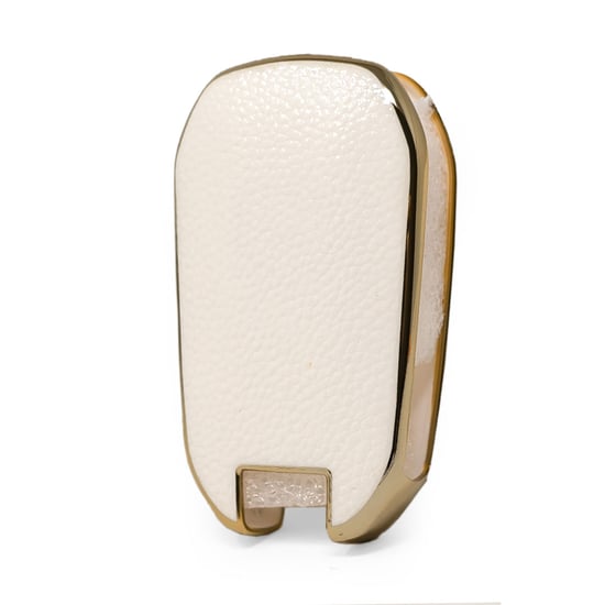 New-Aftermarket-Nano-High-Quality-Gold-Leather-Cover-For-Peugeot-Flip-Remote-Key-3-Buttons-White-Color-PG-C13J----Emirates-Keys