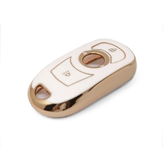 New-Aftermarket-Nano-High-Quality-Gold-Leather-Cover-For-Buick-Remote-Key-3-Buttons-White-Color-BK-A13J4---Emirates-Keys