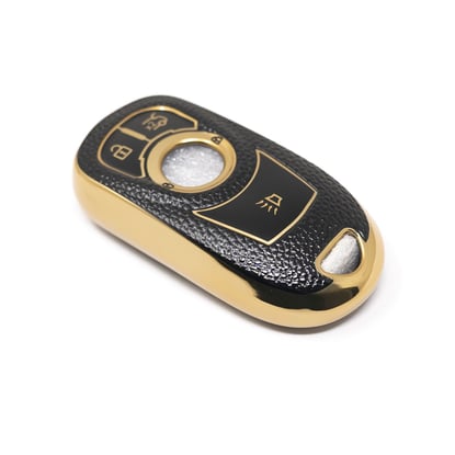 New-Aftermarket-Nano-High-Quality-Gold-Leather-Cover-For-Buick-Remote-Key-4-Buttons-Black-Color-BK-A13J5---Emirates-Keys