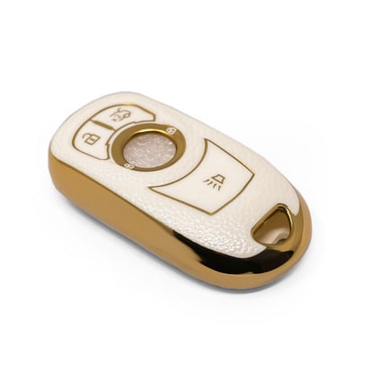 New-Aftermarket-Nano-High-Quality-Gold-Leather-Cover-For-Buick-Remote-Key-4-Buttons-White-Color-BK-A13J5---Emirates-Keys