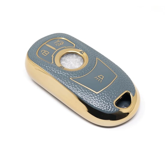 New-Aftermarket-Nano-High-Quality-Gold-Leather-Cover-For-Buick-Remote-Key-4-Buttons-Gray-Color-BK-A13J5---Emirates-Keys