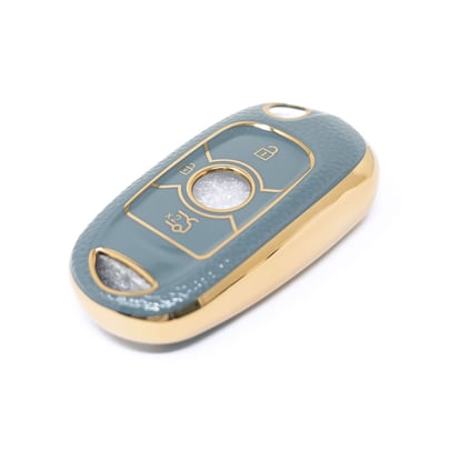 New-Aftermarket-Nano-High-Quality-Gold-Leather-Cover-For-Buick-Remote-Key-3-Buttons-Gray-Color-BK-B13J---Emirates-Keys