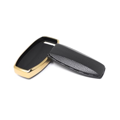 New-Aftermarket-Nano-High-Quality-Gold-Leather-Cover-For-BYD-Remote-Key-4-Buttons-Black-Color-BYD-A13J---Emirates-Keys