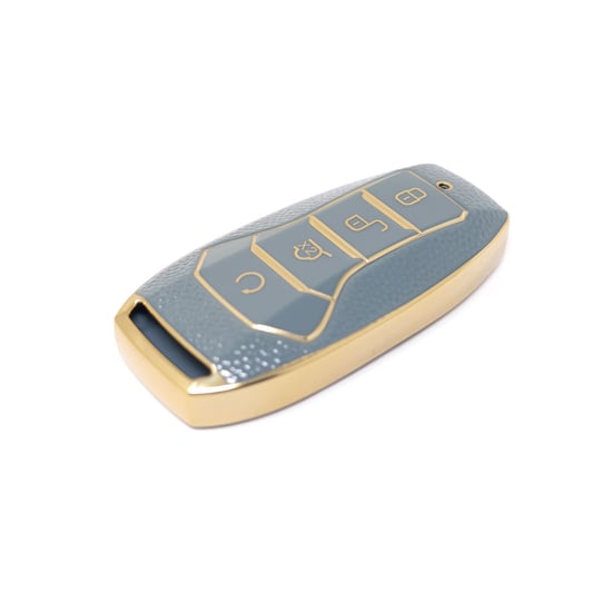 New-Aftermarket-Nano-High-Quality-Gold-Leather-Cover-For-BYD-Remote-Key-4-Buttons-Gray-Color-BYD-A13J---Emirates-Keys