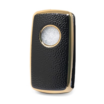 New-Aftermarket-Nano-High-Quality-Gold-Leather-Cover-For-Volkswagen-Flip-Remote-Key-3-Buttons-Black-Color-VW-A13J---Emirates-Keys
