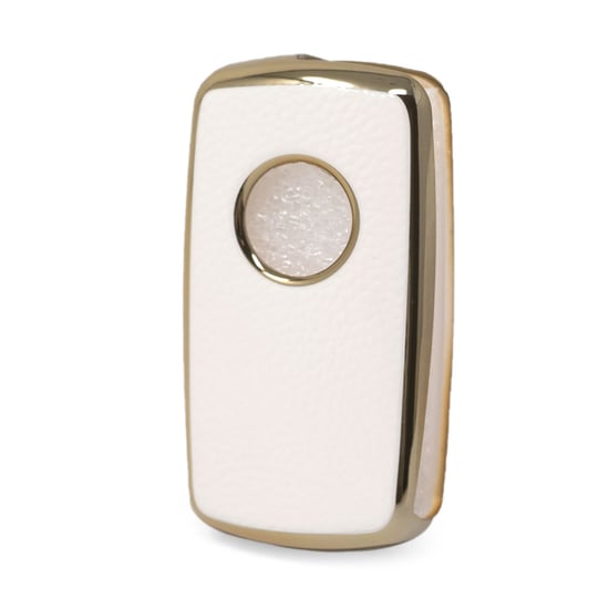 New-Aftermarket-Nano-High-Quality-Gold-Leather-Cover-For-Volkswagen-Flip-Remote-Key-3-Buttons-White-Color-VW-A13J---Emirates-Keys