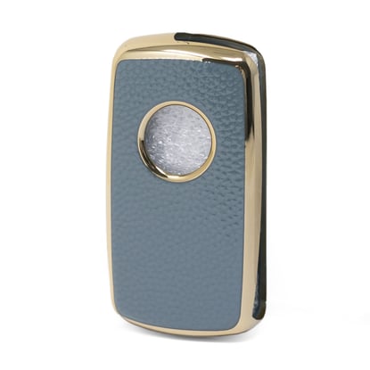 New-Aftermarket-Nano-High-Quality-Gold-Leather-Cover-For-Volkswagen-Flip-Remote-Key-3-Buttons-Gray-Color-VW-A13J---Emirates-Keys