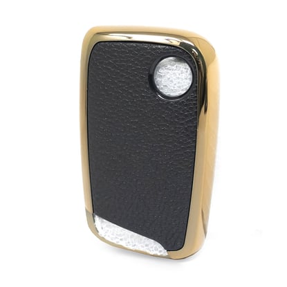 New-Aftermarket-Nano-High-Quality-Gold-Leather-Cover-For-Volkswagen-Remote-Key-3-Buttons-Black-Color-VW-D13J---Emirates-Keys