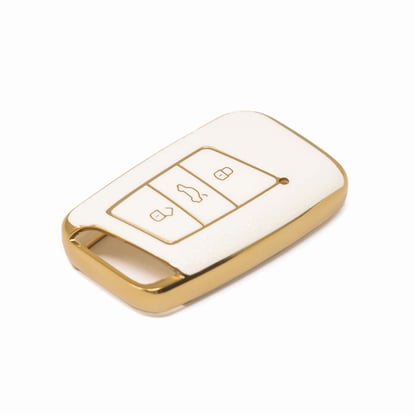 New-Aftermarket-Nano-High-Quality-Gold-Leather-Cover-For-Volkswagen-Remote-Key-3-Buttons-White-Color-VW-D13J---Emirates-Keys