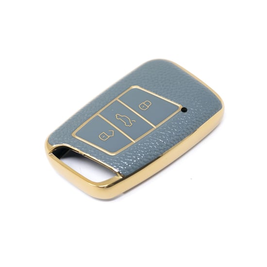 New-Aftermarket-Nano-High-Quality-Gold-Leather-Cover-For-Volkswagen-Remote-Key-3-Buttons-Gray-Color-VW-D13J---Emirates-Keys