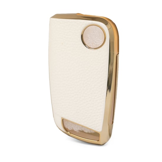 New-Aftermarket-Nano-High-Quality-Gold-Leather-Cover-For-Volkswagen-Flip-Remote-Key-3-Buttons-White-Color-VW-E13J---Emirates-Keys