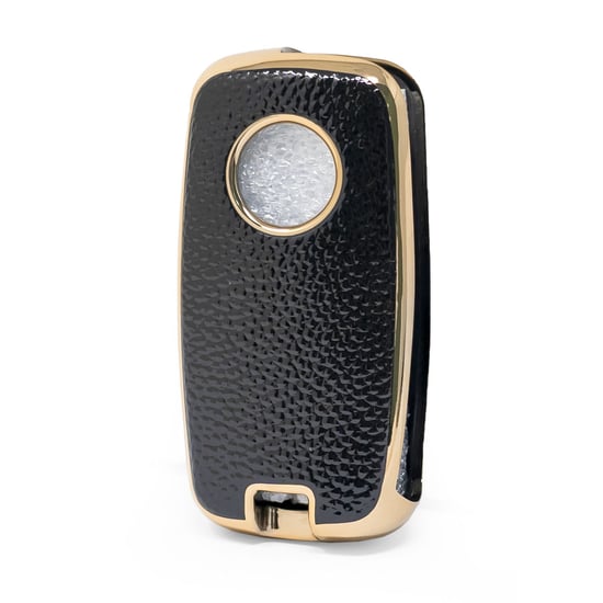 New-Aftermarket-Nano-High-Quality-Gold-Leather-Cover-For-Dongfeng-Flip-Remote-Key-3-Buttons-Black-Color-DF-A13J---Emirates-Keys
