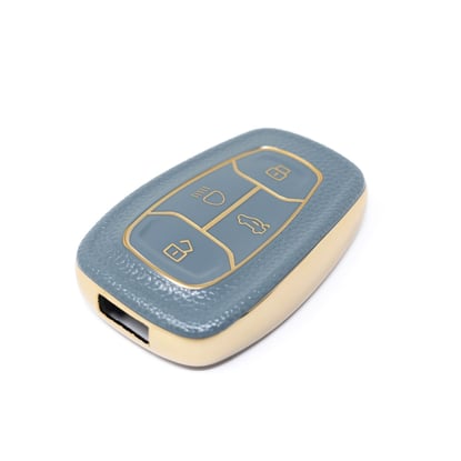 New-Aftermarket-Nano-High-Quality-Gold-Leather-Cover-For-TATA-Remote-Key-4-Buttons-Gray-Color-TATA-A13J---Emirates-Keys