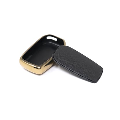 New-Aftermarket-Nano-High-Quality-Gold-Leather-Cover-For-Toyota-Remote-Key-2-Buttons-Black-Color-TYT-A13J2---Emirates-Keys