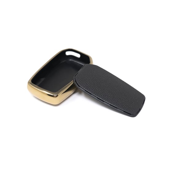 New-Aftermarket-Nano-High-Quality-Gold-Leather-Cover-For-Toyota-Remote-Key-2-Buttons-Black-Color-TYT-A13J2---Emirates-Keys