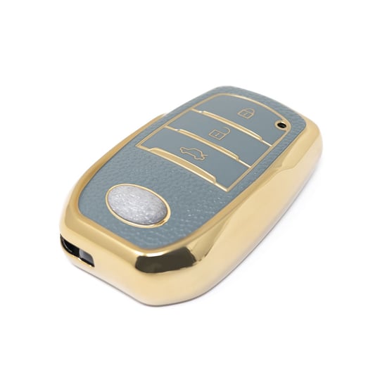 New-Aftermarket-Nano-High-Quality-Gold-Leather-Cover-For-Toyota-Remote-Key-3-Buttons-Gray-Color-TYT-A13J3---Emirates-Keys