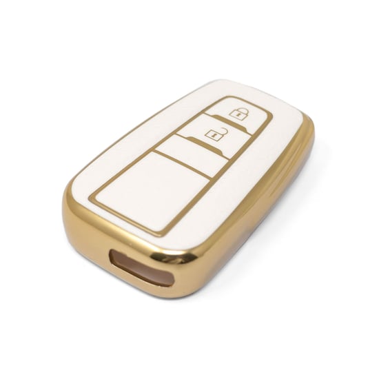New-Aftermarket-Nano-High-Quality-Gold-Leather-Cover-For-Toyota-Remote-Key-2-Buttons-White-Color-TYT-B13J2---Emirates-Keys