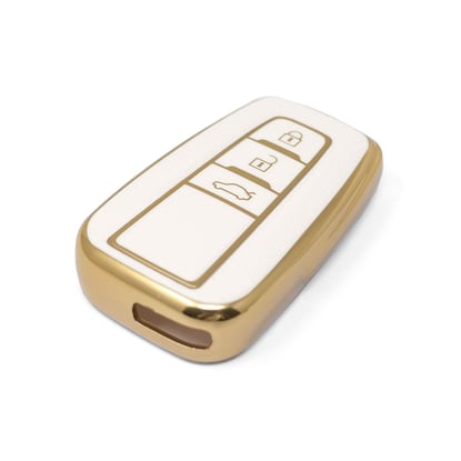 New-Aftermarket-Nano-High-Quality-Gold-Leather-Cover-For-Toyota-Remote-Key-3-Buttons-White-Color-TYT-B13J3---Emirates-Keys