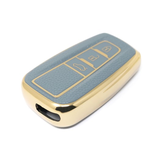New-Aftermarket-Nano-High-Quality-Gold-Leather-Cover-For-Toyota-Remote-Key-3-Buttons-Gray-Color-TYT-B13J3B---Emirates-Keys