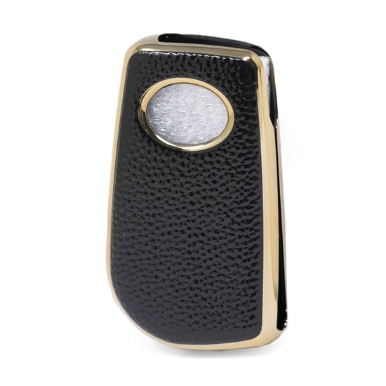 New-Aftermarket-Nano-High-Quality-Gold-Leather-Cover-For-Toyota-Flip-Remote-Key-3-Buttons-Black-Color-TYT-C13J---Emirates-Keys