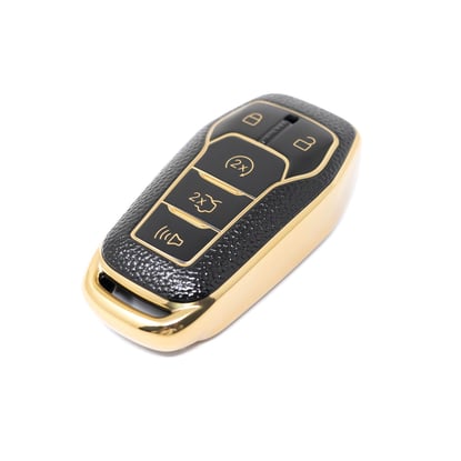New-Aftermarket-Nano-High-Quality-Gold-Leather-Cover-For-Ford-Remote-Key-5-Buttons-Black-Color-Ford-A13J---Emirates-Keys