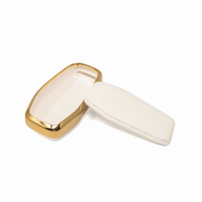 New-Aftermarket-Nano-High-Quality-Gold-Leather-Cover-For-Ford-Remote-Key-5-Buttons-White-Color-Ford-A13J---Emirates-Keys