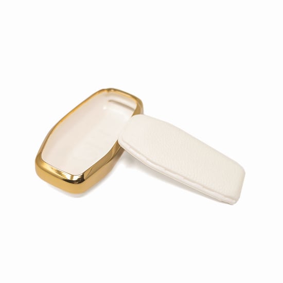 New-Aftermarket-Nano-High-Quality-Gold-Leather-Cover-For-Ford-Remote-Key-5-Buttons-White-Color-Ford-A13J---Emirates-Keys