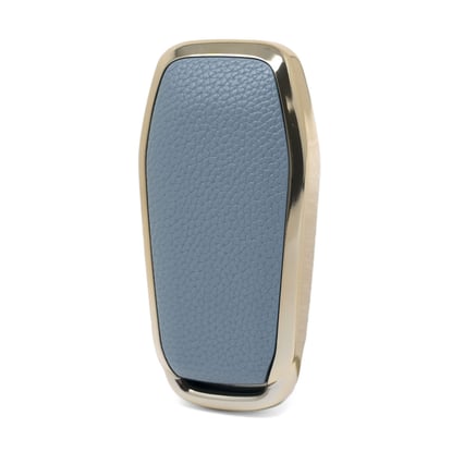 New-Aftermarket-Nano-High-Quality-Gold-Leather-Cover-For-Ford-Remote-Key-5-Buttons-Gray-Color-Ford-A13J---Emirates-Keys